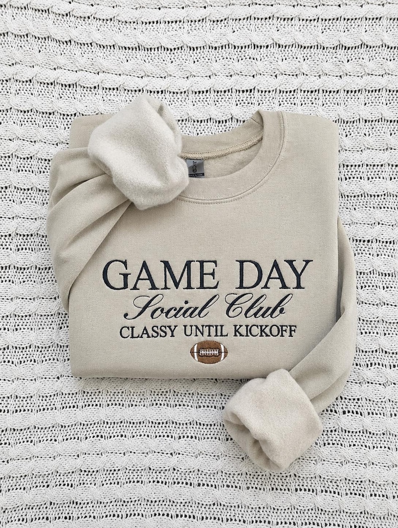 Embroidered Game Day Sweatshirt, Football Sweatshirt, Football Social Club Sweatshirt, Embroidered Football Sweatshirt, Game Day Sweatshirt image 1