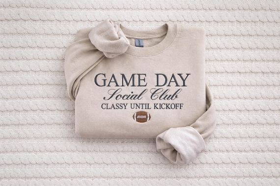 Embroidered Game Day Sweatshirt, Football Sweatshirt, Football Social Club Sweatshirt, Embroidered Football Sweatshirt, Game Day Sweatshirt
