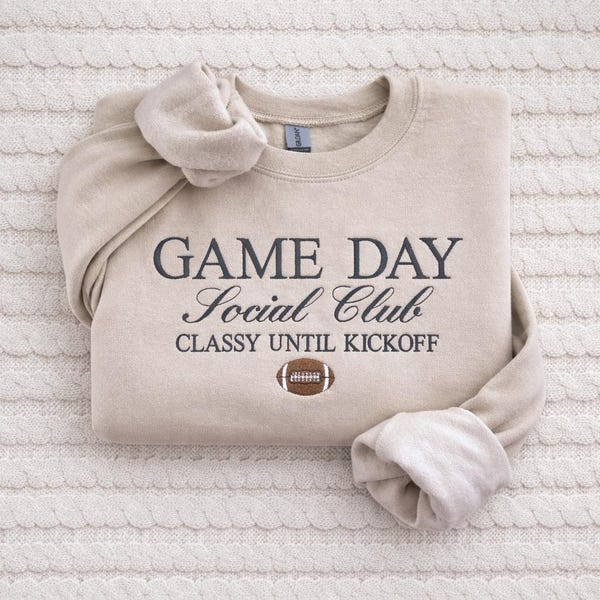 Embroidered Game Day Sweatshirt, Football Sweatshirt, Football Social Club Sweatshirt, Embroidered Football Sweatshirt, Game Day Sweatshirt