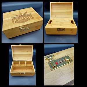 21st birthday gift for him - Large Bamboo Wood Stash Box With Combo Lock & Tray - Best Friend Gift - Gift For Him - Gift For Her