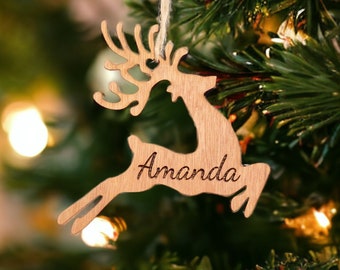 Personalised Christmas Reindeer Bauble  - Personalised Christmas Decoration For Christmas Tree - Family Christmas Gift