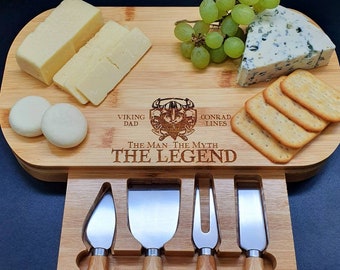 Personalized Viking Gifts -Personalised Bamboo Cheese Board - Dad Christmas Gift - The Man The Myth The Legend - Gift For Him - Gift For Dad