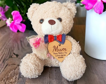 Personalized Teddy Bear With Photo & Text – White Plush, 8 Inch, Hoodie & Rose, Gift For Mom From Son/Daughter - View #8