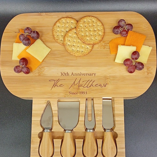 30th Wedding Anniversary Gift - Custom Cheese Board Makes The Perfect Personalised Pearl Wedding Anniversary Gift For Parents