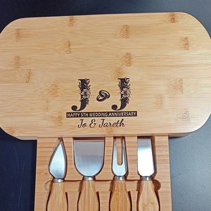 5th Wedding Anniversary Gift Personalised Cheeseboard - Wood Anniversary Gift For Couple A Remarkable 5th Wedding Celebration
