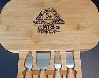 5th Wedding Anniversary Gift Personalised Cheeseboard - Wood Anniversary Gift For Couple A Remarkable 5th Wedding Celebration