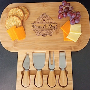 Pearl Wedding Anniversary Gift - Custom Cheese Board Makes The Perfect Personalised Pearl 30th Wedding Anniversary Gift For Parents