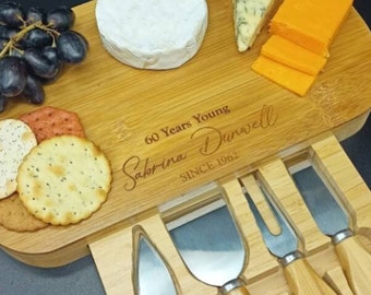 60th Birthday Gifts - Personalised Gift - Eco Friendly Bamboo Charcuterie  Cheese Board - 60th Birthday Gift Ideas - Engraved Gift