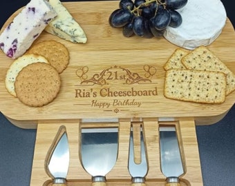 21st Birthday Gifts - Personalised Gift - Eco Friendly Bamboo Charcuterie  Cheese Board - 21st Birthday Gift Ideas - Engraved Gift