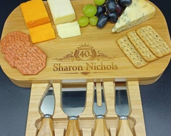 40th Birthday Gifts - Personalised Gift - Eco Friendly Bamboo Charcuterie  Cheese Board - 40th Birthday Gift Ideas - Engraved Gift