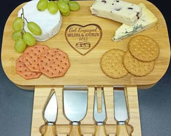 Engagement Gifts - Cheese Board And Accessories - Charcuterie Board Personalized - Engagement Gifts For Couple - Congratulations Gift