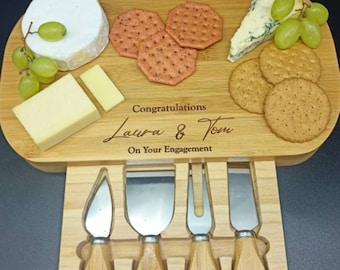 Engagement Gifts - Cheese Board And Accessories - Charcuterie Board Personalized - Engagement Gifts For Couple - Congratulations Gift