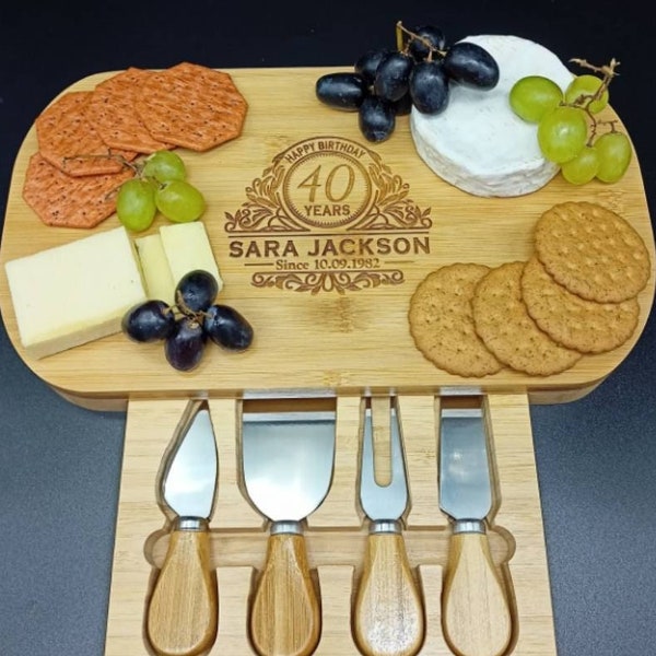 40th Birthday Gifts - Personalised Gift - Eco Friendly Bamboo Charcuterie  Cheese Board - 40th Birthday Gift Ideas - Engraved Gift