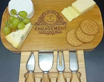 Engagement Gifts - Cheese Board And Accessories - Charcuterie Board Personalized - Engagement Gifts For Couple - Congratulations Gift