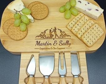Engagement Gifts - Cheese Board And Accessories - Charcuterie Board Personalized - Engagement Gifts For Couple - Congratulations Gift