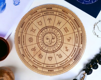 Koło astrologiczne wykonane z bambusa - ekologiczny prezent dostępny w różnych rozmiarach - prezent ze znakiem zodiaku - kalendarz astrologiczny