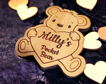 Little Pocket Bear Hug - Personalised Pocket Sized Bamboo Bear - A Small Handmade Gift with a Big Heart - Thinking Of You Gift - Small Gift