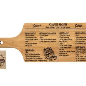 Chaffle Board,THE ORIGINAL  Personalised Chaffle recipe board, Personalised paddle serving chaffle board, Bamboo chaffle serving board.KETO