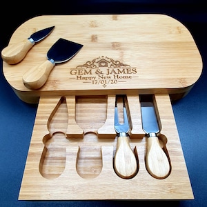 Housewarming Gift . Custom Cheese Board. Unique Personalized Housewarming Gift . Personalised Cheese Board and Accessories.