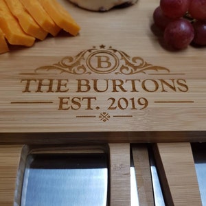 Wedding Anniversary Gift For Couples Personalised Cheese Board And Accessories . Wedding Established. Custom Cheese Board. Wedding Gifts. Design 1