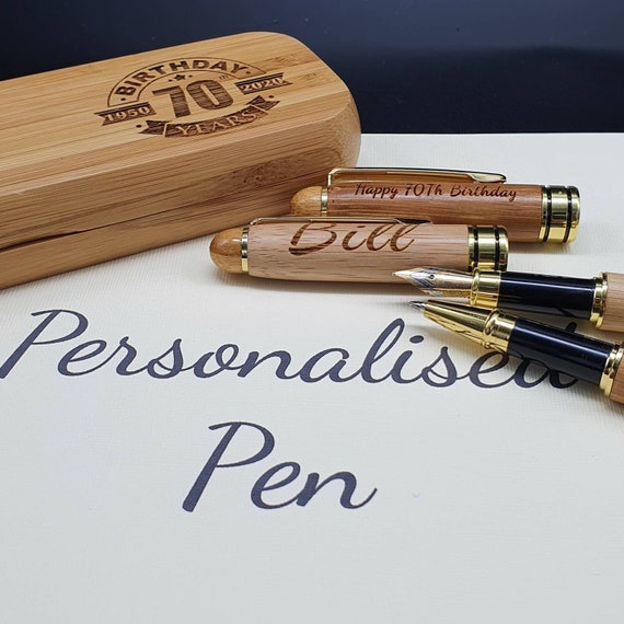 Personalized 70th Birthday Gift for Him Bamboo Pen Double Etsy UK