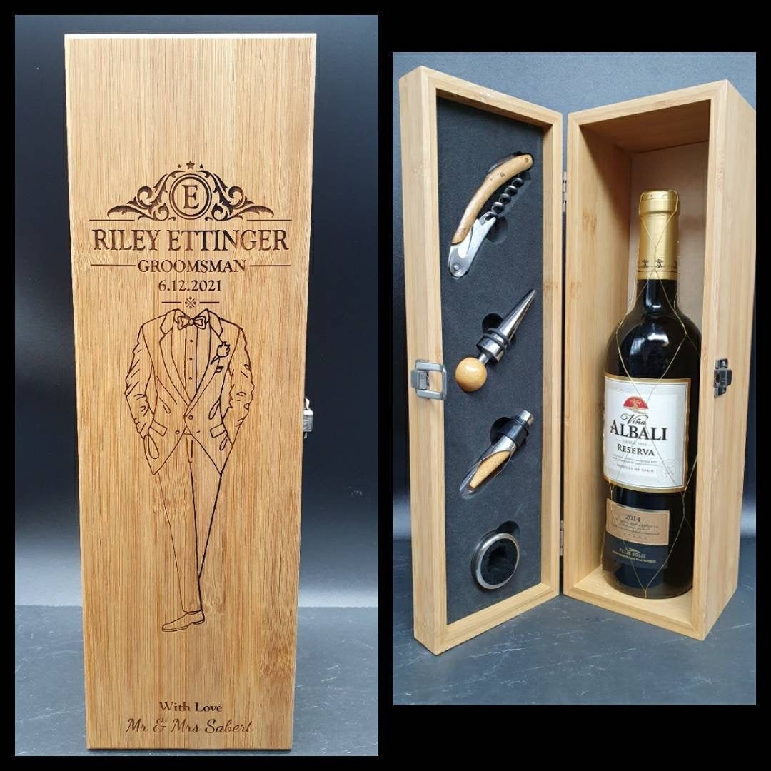 Personalized Groomsmen Gifts Best Man Gift Personalised Bamboo Wine Box