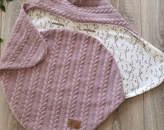 JACQUARD swaddling blanket pink baby blanket cable pattern Maxi Cosi baby seat birth babysafe jersey autumn spring children unisex blanket TIDES