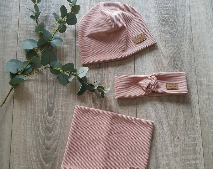 Rib Jersey Hipster Hat Beanie Hairband Loop Knitted Scarf Rib Jersey Spring Summer Warm 40-57 cm Baby Child Girls Boys TIDES