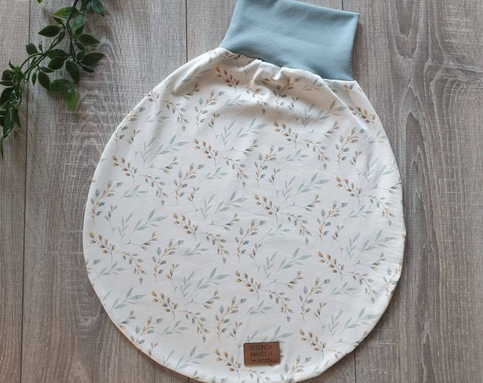 Pucksack sleeping bag romper sack cuddly blanket lined jersey / fleece pussy willow branches unisex boy girl baby child TIDES