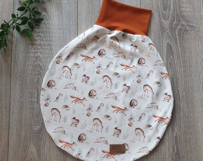 Swaddle bag sleeping bag romper sack cuddly blanket lined jersey / fleece forest animals fox bear unisex boy girl baby child TIDES