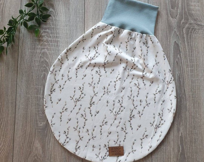 Swaddle bag sleeping bag romper sack cuddly blanket lined jersey / fleece pussy willow branches unisex boy girl baby child TIDES