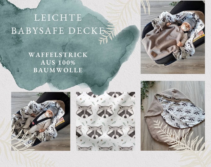 Light waffle knit swaddling blanket brown mottled raccoon baby blanket footmuff spring summer baby carrier birth babysafe jersey child blanket