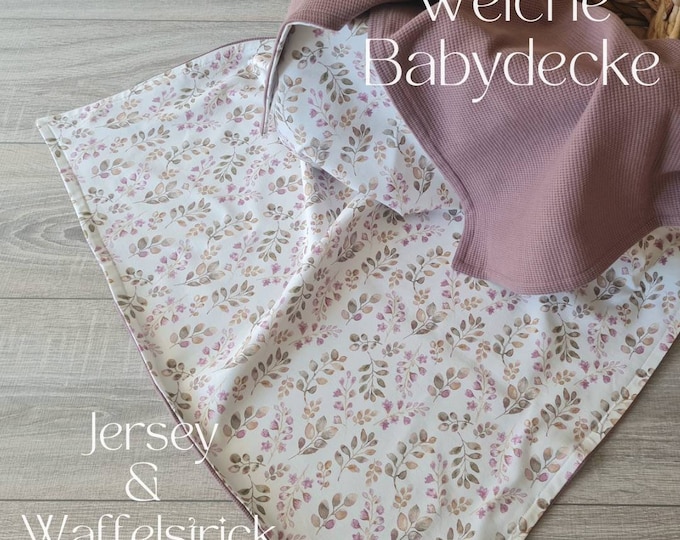 Soft baby blanket for spring and summer pink old pink cuddly blanket reversible blanket stroller blanket waffle knit cotton jersey child baby blanket