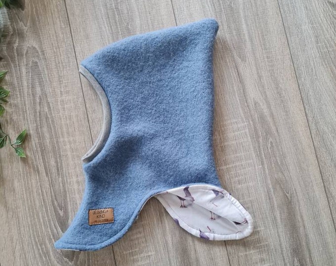Walk balaclava wool walk pointed hat made of 100% sheep's wool lined with seagulls jersey warm hat baby child girls boys TIDES