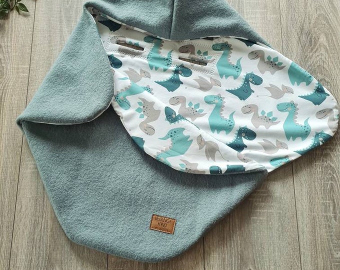 Wool felt wrap blanket mint made of 100% new wool mint lined with jersey dino baby blanket spring baby seat baby safe child blanket TIDES