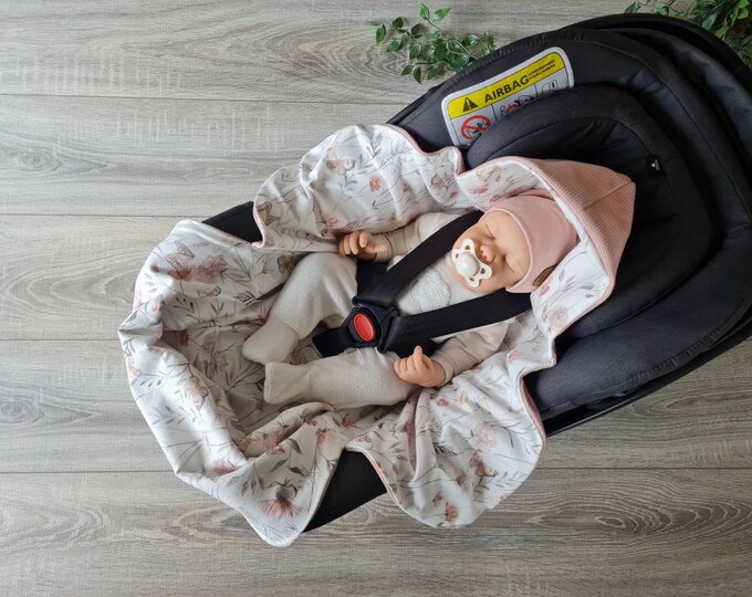 Lightweight 5-point harness waffle knit swaddling blanket pink summer spring soft cotton jersey baby blanket baby carrier girl baby child blanket
