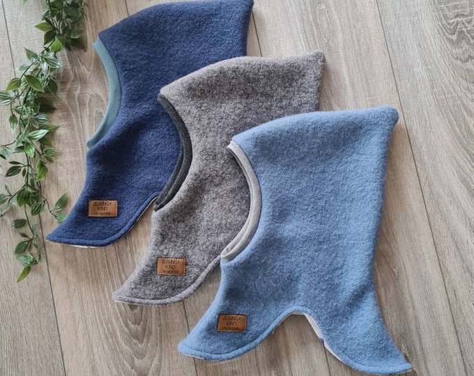 Walk slip-on hat, wool felt pointed hat made of 100% sheep's wool lined with jersey, warm hat for baby, child, girl, boy, TIDES