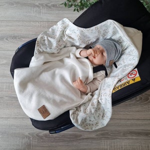 Light waffle knit swaddling blanket cream baby blanket spring summer maxi cosi baby seat birth babysafe jersey child unisex blanket TIDES