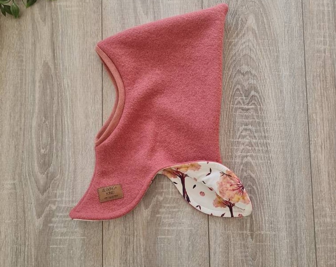 Walk slip-on hat, wool felt pointed hat made of 100% sheep's wool lined with jersey, warm hat, baby, child, girl, pink, GEZEITEN