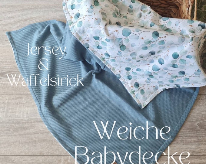 Soft baby blanket for spring and summer dark mint cuddly blanket reversible blanket stroller blanket waffle knit cotton jersey child baby blanket