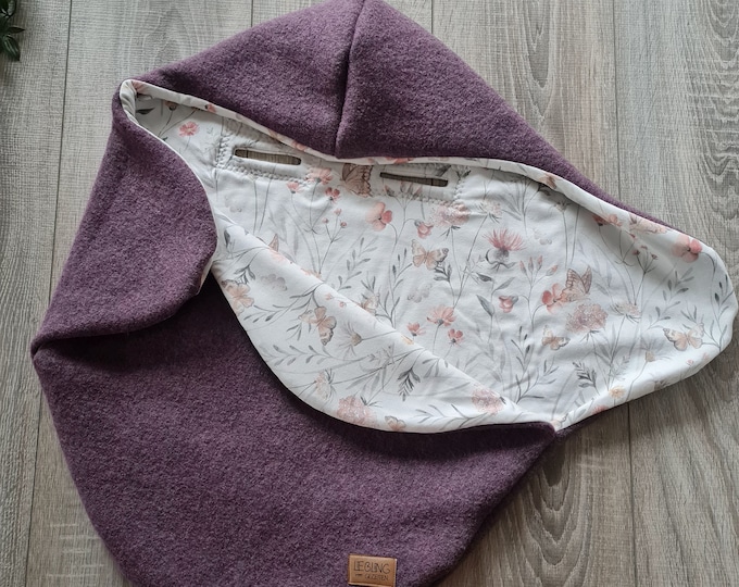 Wool wrap blanket made from 100% virgin wool berry lined with jersey baby blanket for baby seat winter spring walk blanket girls