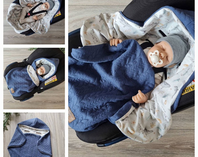 JACQUARD swaddling blanket blue baby blanket cable pattern baby seat cuddly blanket birth babysafe jersey spring and summer children's blanket boy