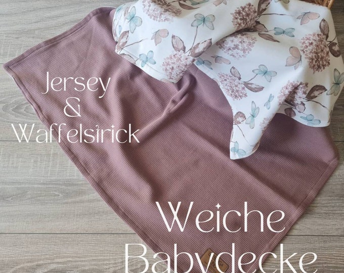 Soft baby blanket for spring and summer pink old pink cuddly blanket reversible blanket stroller blanket waffle knit cotton jersey child baby blanket