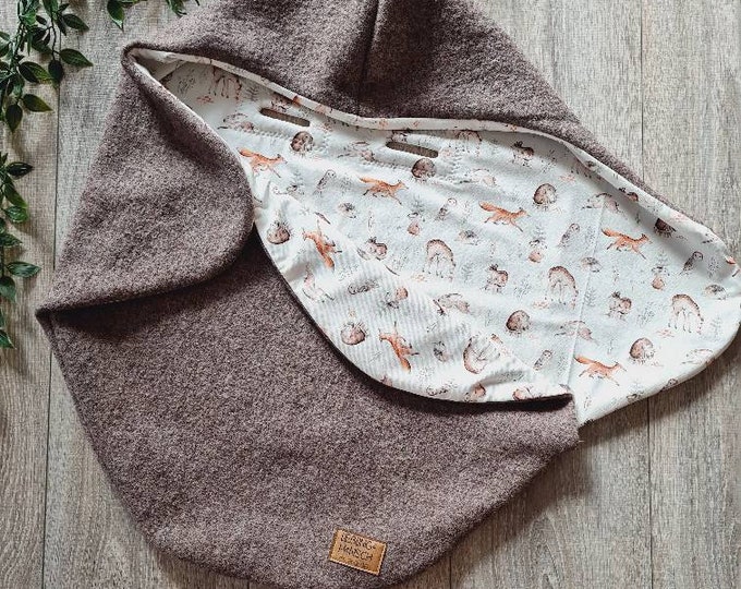 Wool felt wrap blanket made of 100% new wool lined with jersey baby blanket autumn winter baby seat baby safe child unisex blanket TIDES