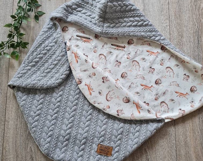 JACQUARD swaddling blanket gray baby blanket cable pattern Maxi Cosi baby seat birth Babysafe jersey autumn and winter children's unisex blanket TIDES