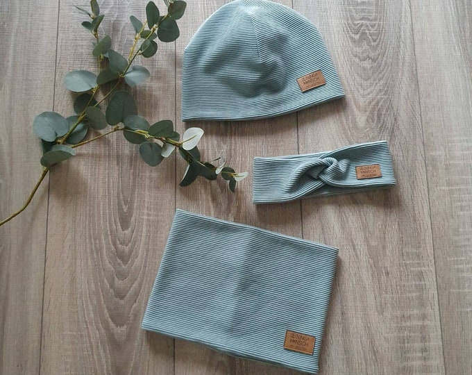 Rib Jersey Hipster Hat Beanie Hairband Loop Knitted Scarf Rib Jersey Spring Summer 40-57 cm Baby Child Girls Boys TIDES