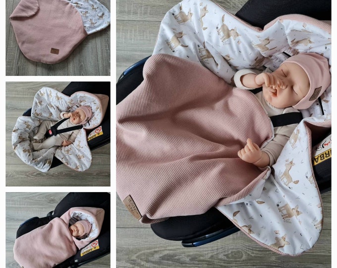 Warm lined waffle knit baby blanket for autumn winter and spring baby carrier birth baby safe baby child unisex blanket