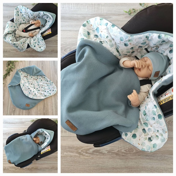 Warm gefüttert Waffelstrick Einschlagdecke Babydecke für Herbst Winter und Frühling Babyschale Geburt Babysafe Baby Kind unisex Decke