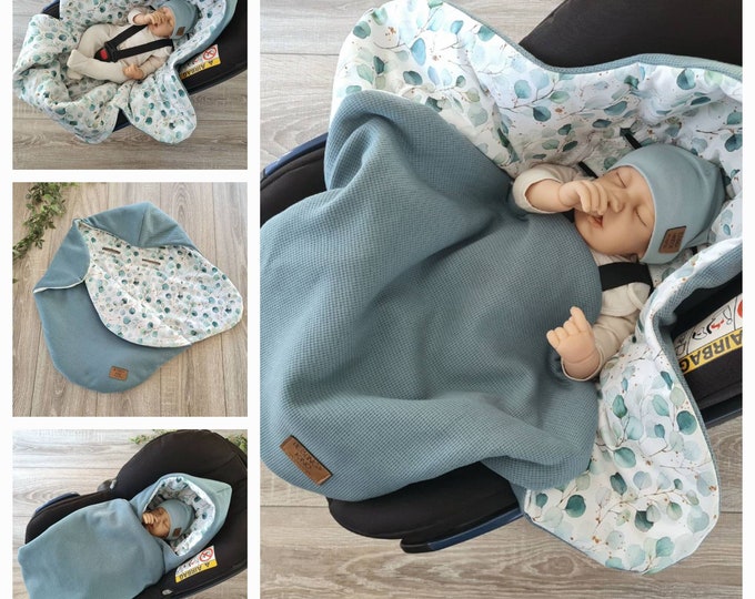 Warm lined waffle knit baby blanket for autumn winter and spring baby carrier birth baby safe baby child unisex blanket