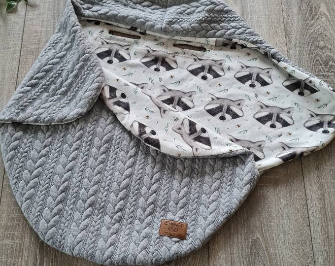 JACQUARD swaddling blanket gray baby blanket cable pattern for every 3-point baby seat birth babysafe jersey spring summer unisex blanket TIDES